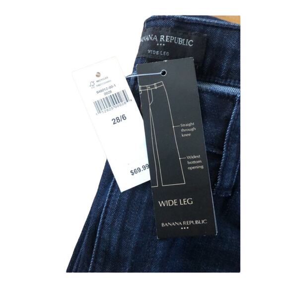 NWT Banana Republic wide leg dark blue jeans size 6 - Picture 10 of 11